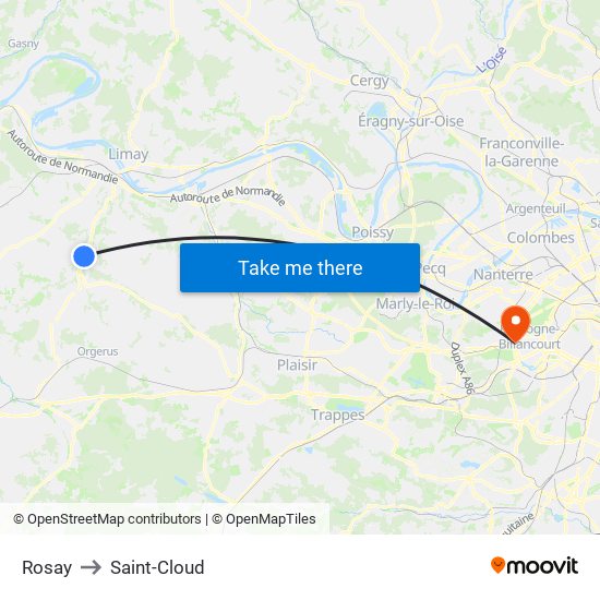 Rosay to Saint-Cloud map