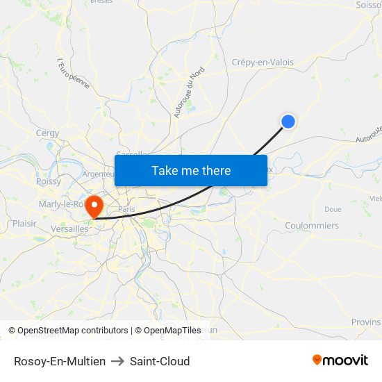 Rosoy-En-Multien to Saint-Cloud map