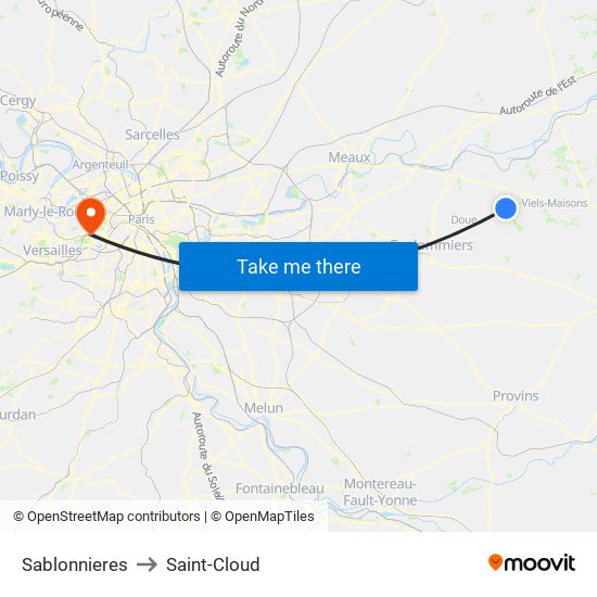 Sablonnieres to Saint-Cloud map