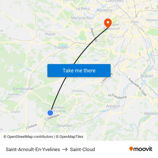 Saint-Arnoult-En-Yvelines to Saint-Cloud map