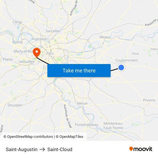 Saint-Augustin to Saint-Cloud map