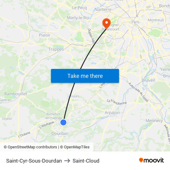 Saint-Cyr-Sous-Dourdan to Saint-Cloud map