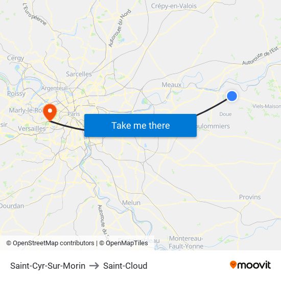 Saint-Cyr-Sur-Morin to Saint-Cloud map