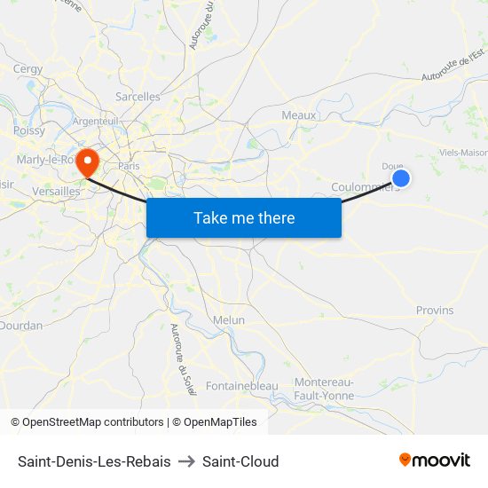 Saint-Denis-Les-Rebais to Saint-Cloud map