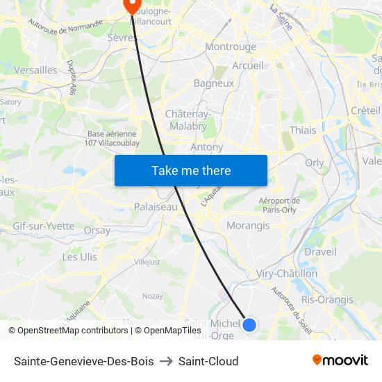 Sainte-Genevieve-Des-Bois to Saint-Cloud map