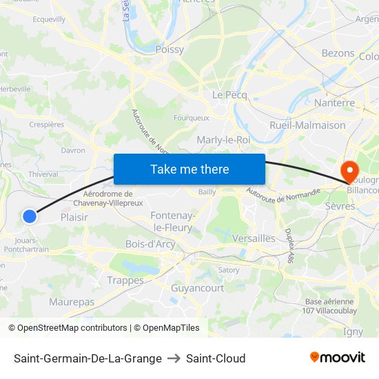 Saint-Germain-De-La-Grange to Saint-Cloud map