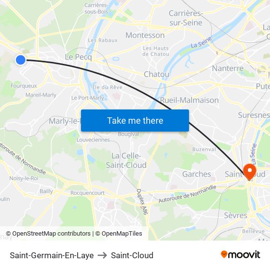 Saint-Germain-En-Laye to Saint-Cloud map