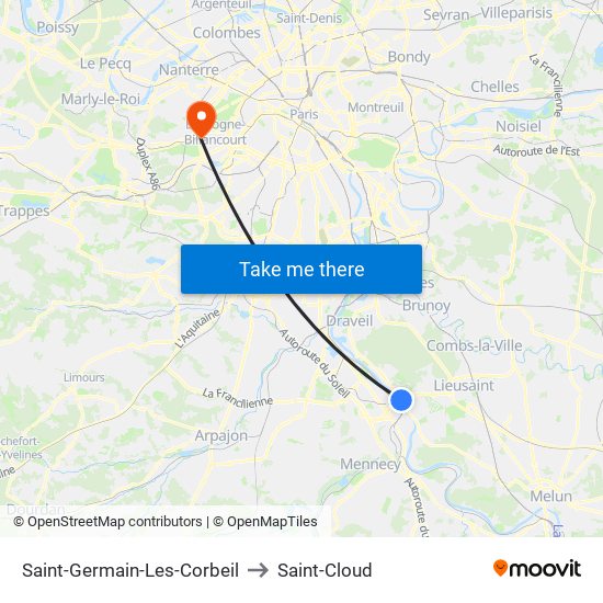 Saint-Germain-Les-Corbeil to Saint-Cloud map