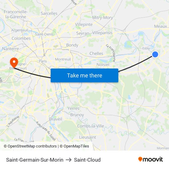 Saint-Germain-Sur-Morin to Saint-Cloud map