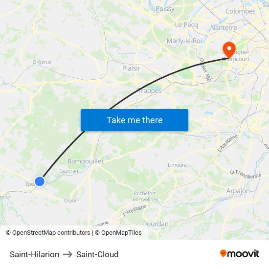 Saint-Hilarion to Saint-Cloud map