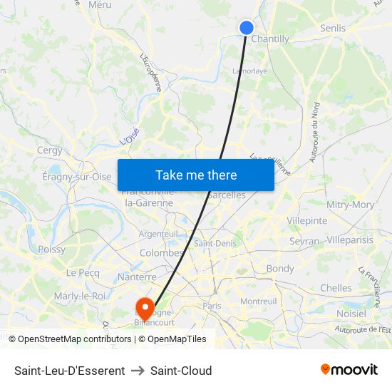 Saint-Leu-D'Esserent to Saint-Cloud map