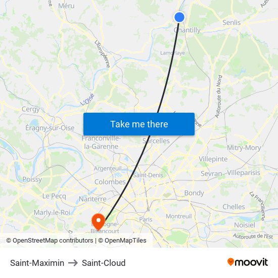 Saint-Maximin to Saint-Cloud map