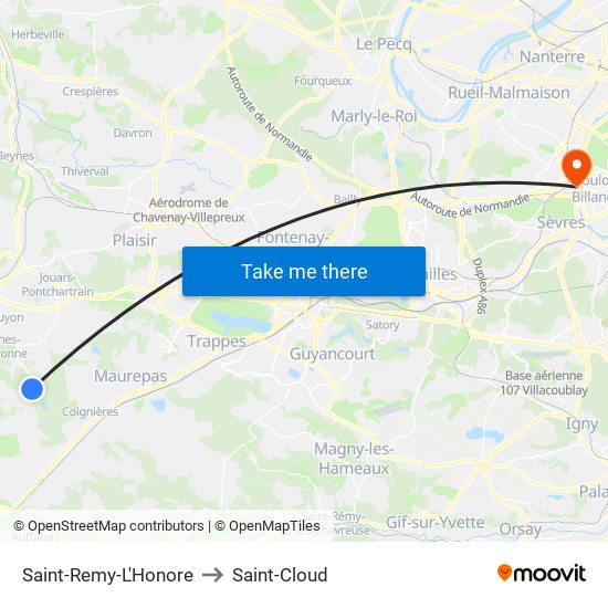 Saint-Remy-L'Honore to Saint-Cloud map
