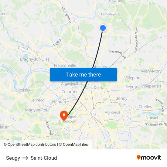 Seugy to Saint-Cloud map