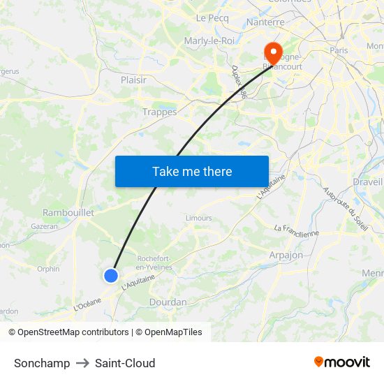 Sonchamp to Saint-Cloud map