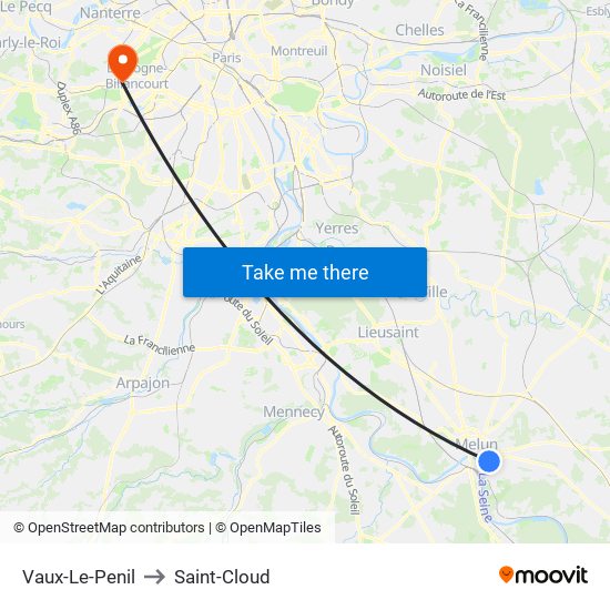 Vaux-Le-Penil to Saint-Cloud map