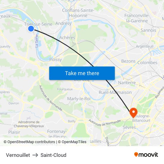 Vernouillet to Saint-Cloud map