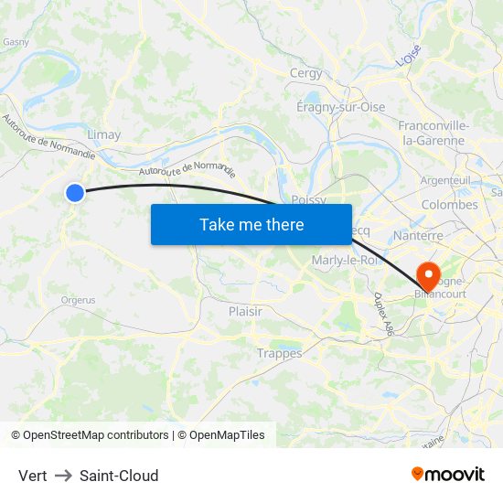 Vert to Saint-Cloud map