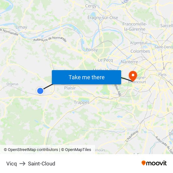 Vicq to Saint-Cloud map