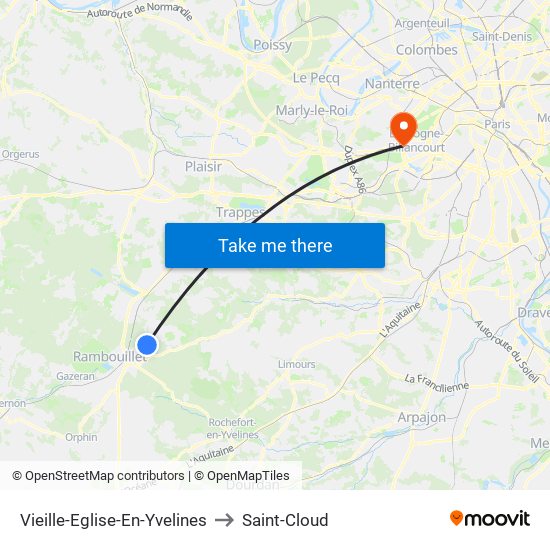 Vieille-Eglise-En-Yvelines to Saint-Cloud map