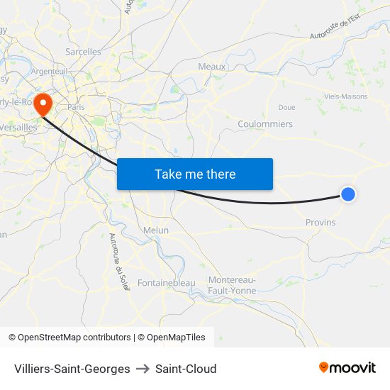 Villiers-Saint-Georges to Saint-Cloud map