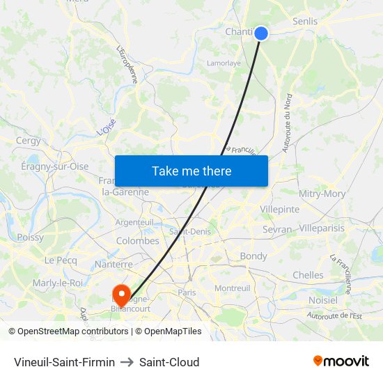 Vineuil-Saint-Firmin to Saint-Cloud map