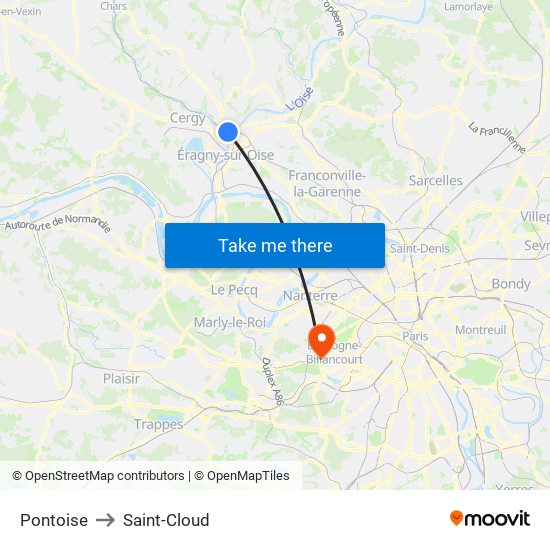 Pontoise to Saint-Cloud map