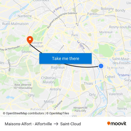 Maisons-Alfort - Alfortville to Saint-Cloud map