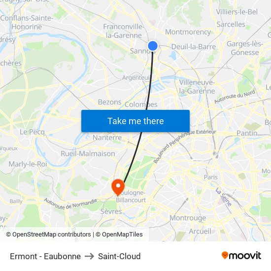 Ermont - Eaubonne to Saint-Cloud map