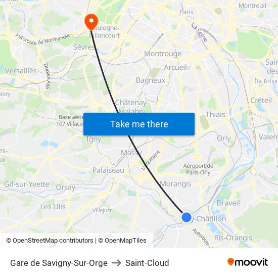 Gare de Savigny-Sur-Orge to Saint-Cloud map