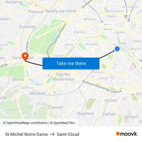 St Michel Notre Dame to Saint-Cloud map