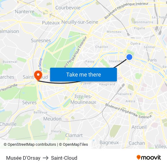 Musée D'Orsay to Saint-Cloud map