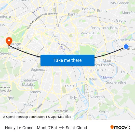 Noisy-Le-Grand - Mont D'Est to Saint-Cloud map