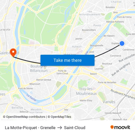 La Motte-Picquet - Grenelle to Saint-Cloud map