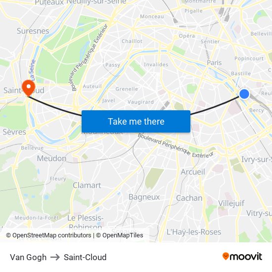 Van Gogh to Saint-Cloud map