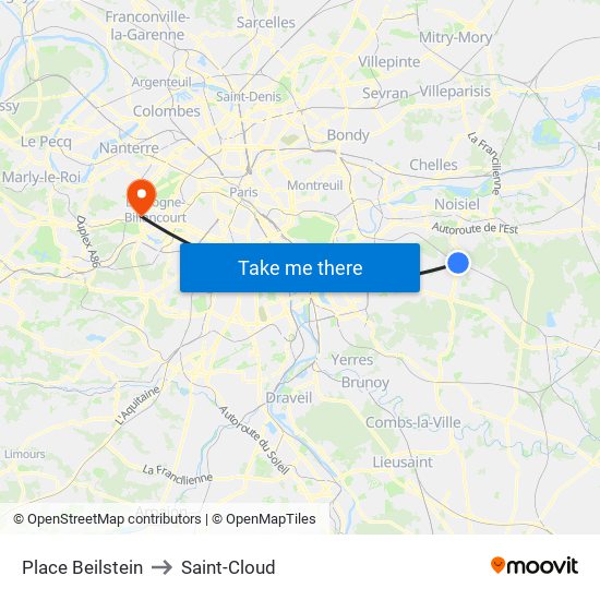 Place Beilstein to Saint-Cloud map
