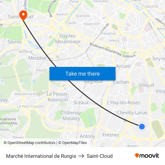 Marché International de Rungis to Saint-Cloud map