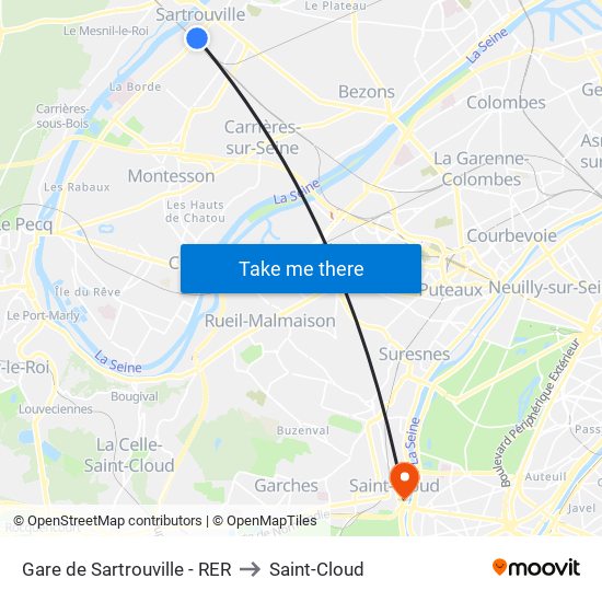 Gare de Sartrouville - RER to Saint-Cloud map