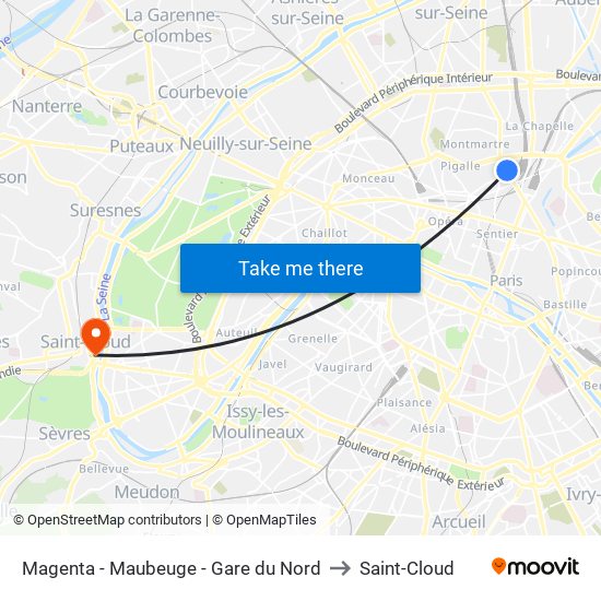 Magenta - Maubeuge - Gare du Nord to Saint-Cloud map
