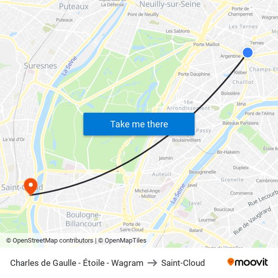 Charles de Gaulle - Étoile - Wagram to Saint-Cloud map