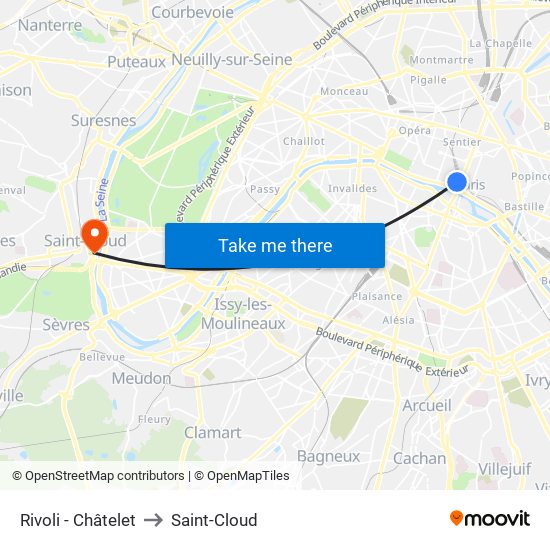 Rivoli - Châtelet to Saint-Cloud map