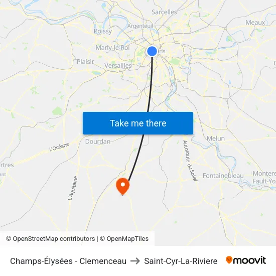 Champs-Élysées - Clemenceau to Saint-Cyr-La-Riviere map
