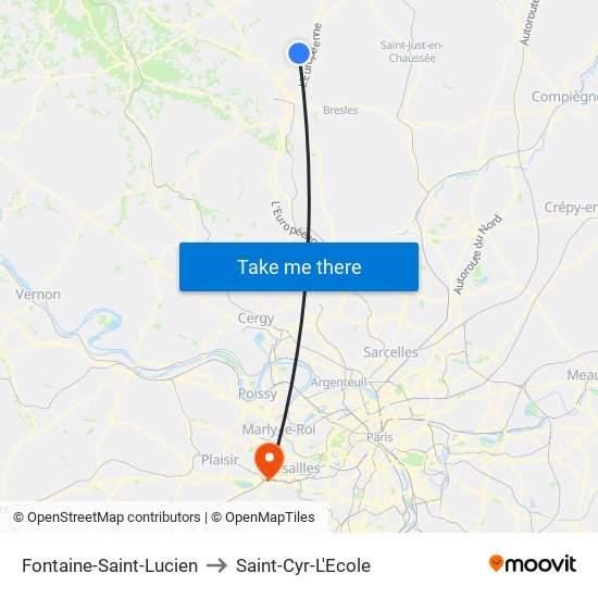 Fontaine-Saint-Lucien to Saint-Cyr-L'Ecole map