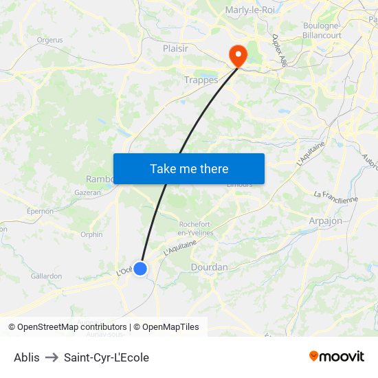 Ablis to Saint-Cyr-L'Ecole map