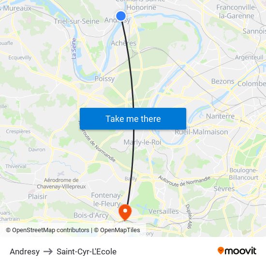 Andresy to Saint-Cyr-L'Ecole map