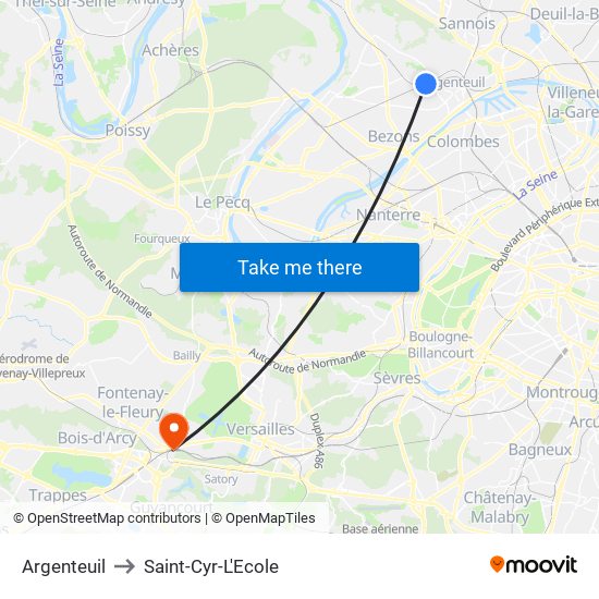 Argenteuil to Saint-Cyr-L'Ecole map