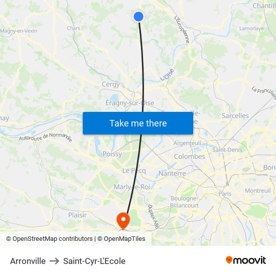 Arronville to Saint-Cyr-L'Ecole map