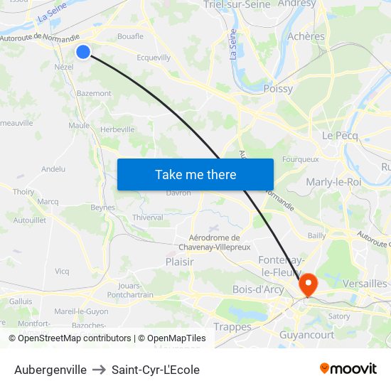 Aubergenville to Saint-Cyr-L'Ecole map