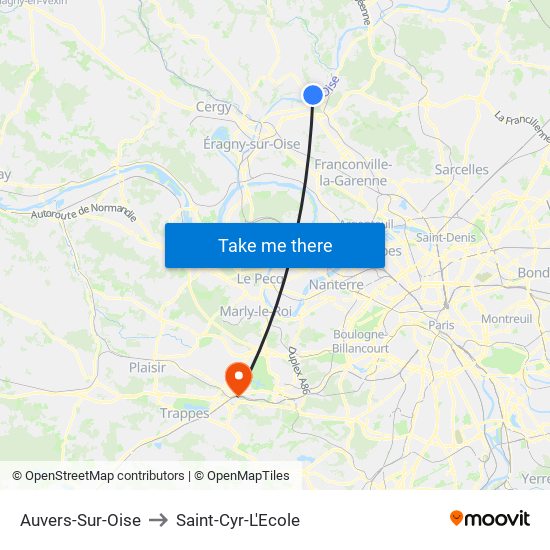 Auvers-Sur-Oise to Saint-Cyr-L'Ecole map