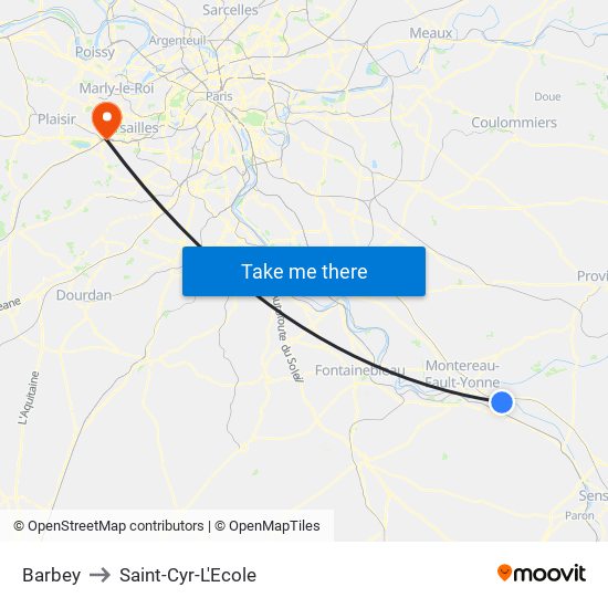 Barbey to Saint-Cyr-L'Ecole map